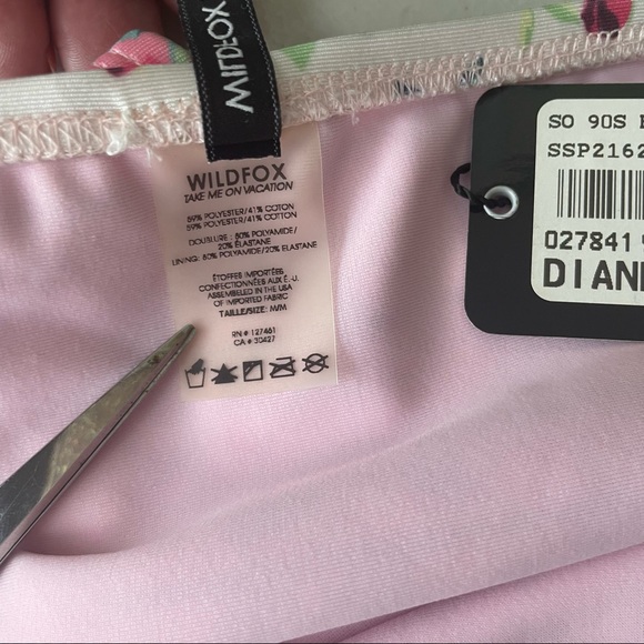 WILDFOX NWT SWIM 90’s BIKINI FLORAL STRIPE BOTTOMS SWIMSUIT NEW - Picture 6 of 6